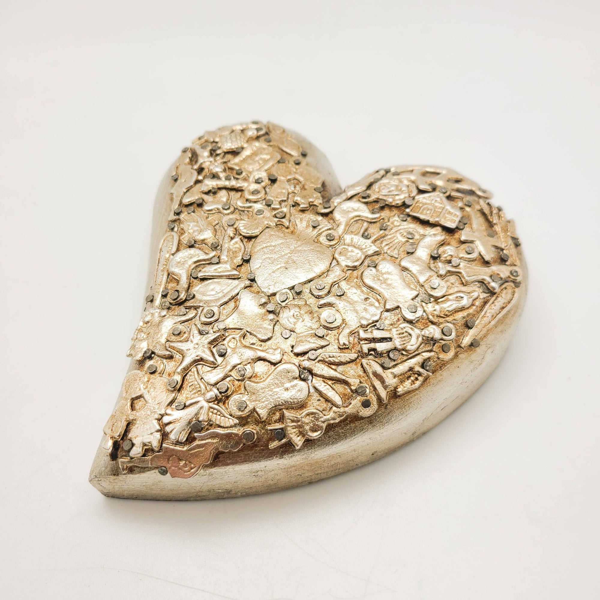 Handmade Gold Milagro Heart - Box Turtle