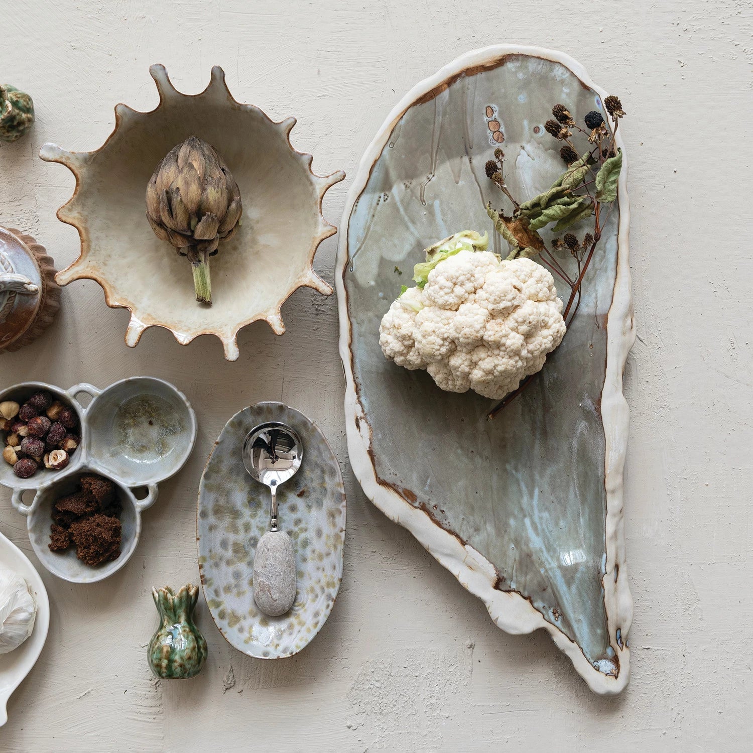 Handmade Oyster Shell Shaped Platter - Box Turtle