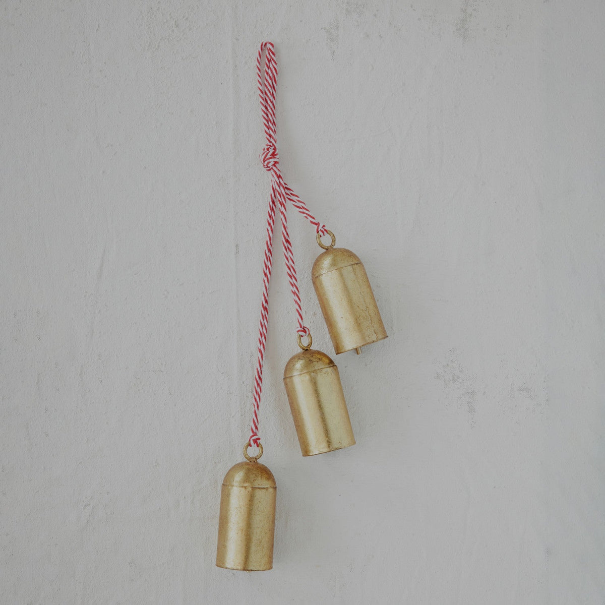 Hanging Metal Bells with Red & White Cord - Box Turtle