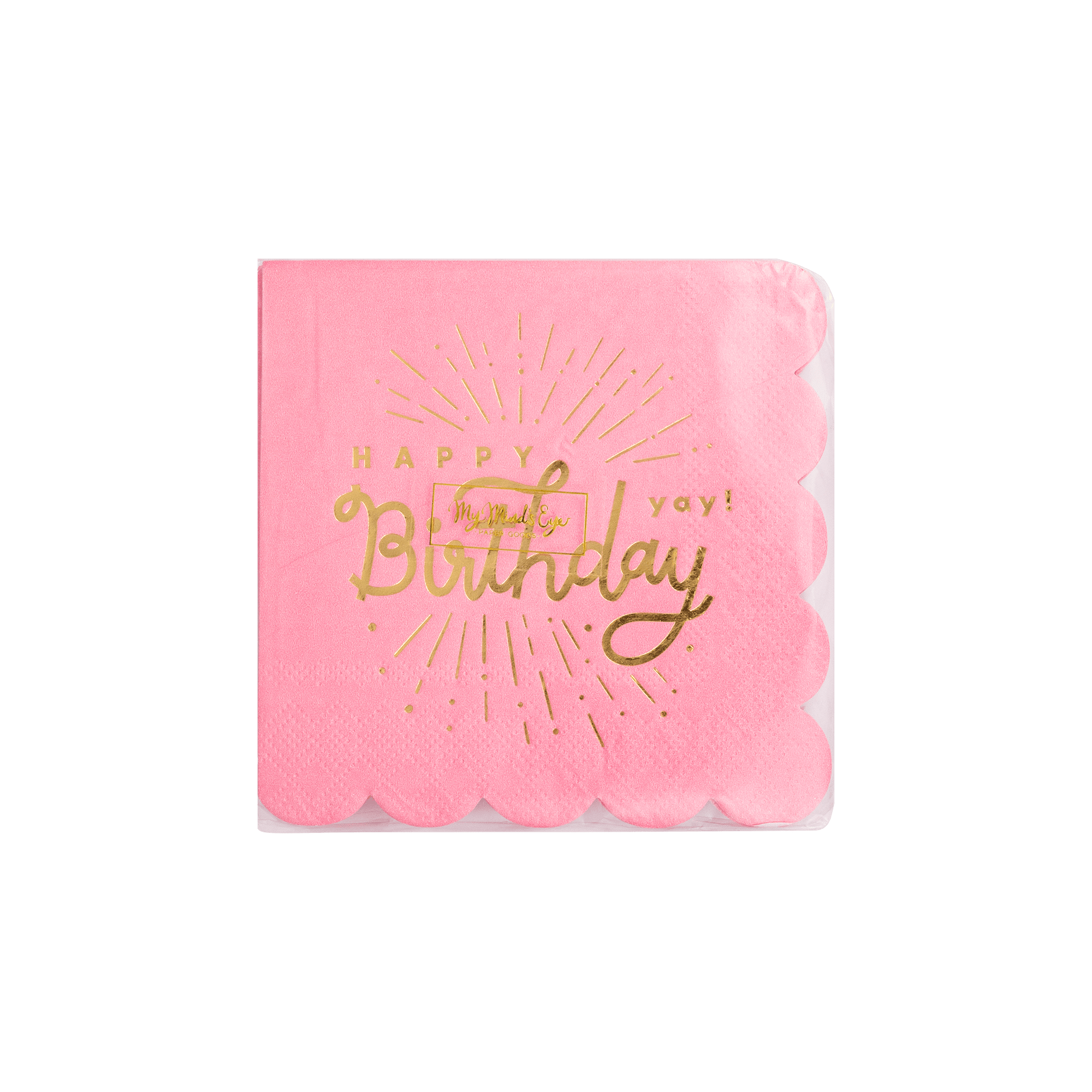 Happy Birthday Pink Paper Cocktail Napkin - Box Turtle