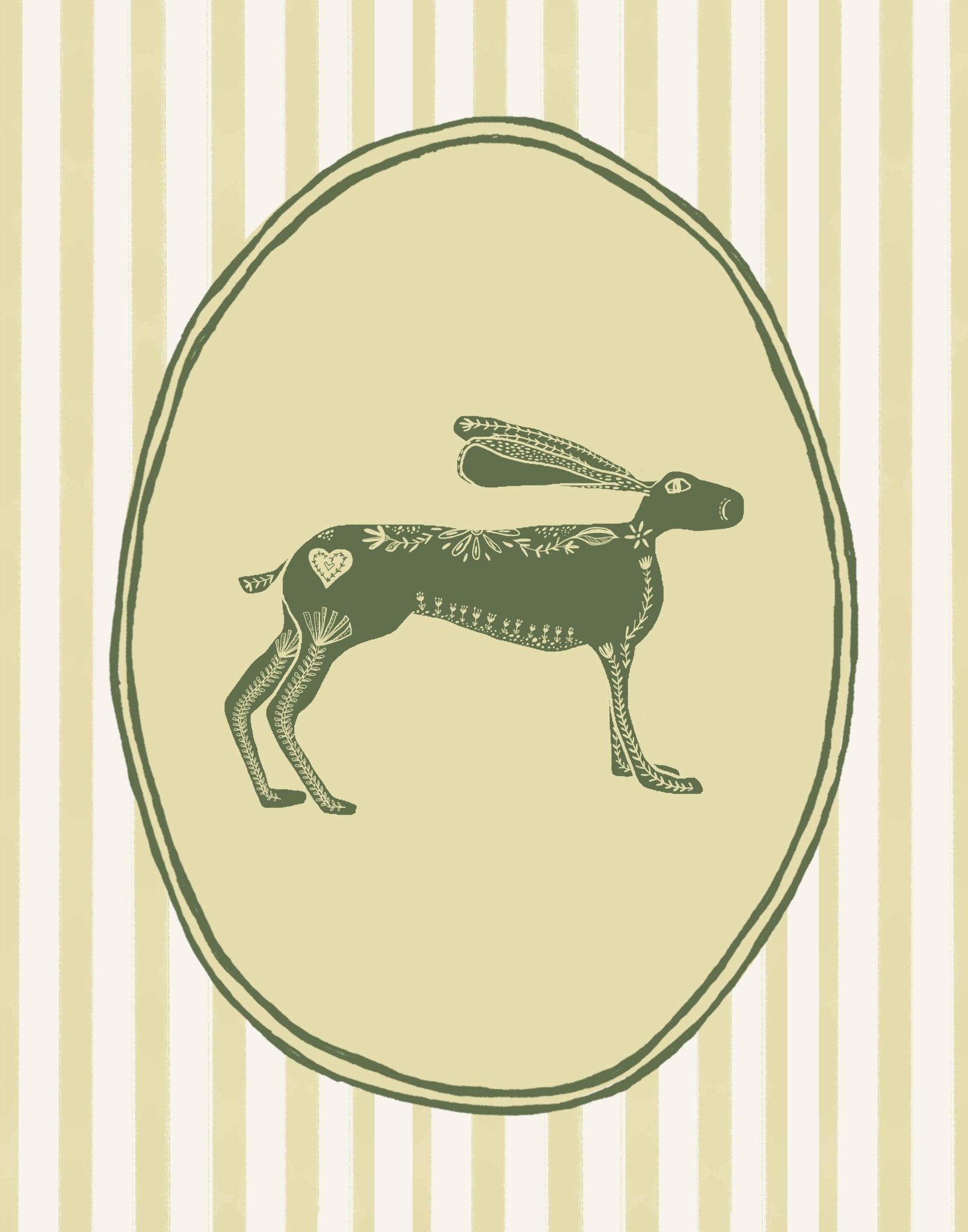 Hare Folk Art Giclée Print - Box Turtle