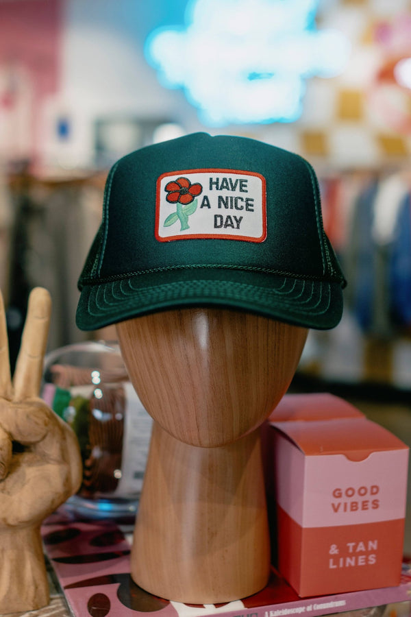 Have A Nice Day Flower Trucker Hat - Box Turtle