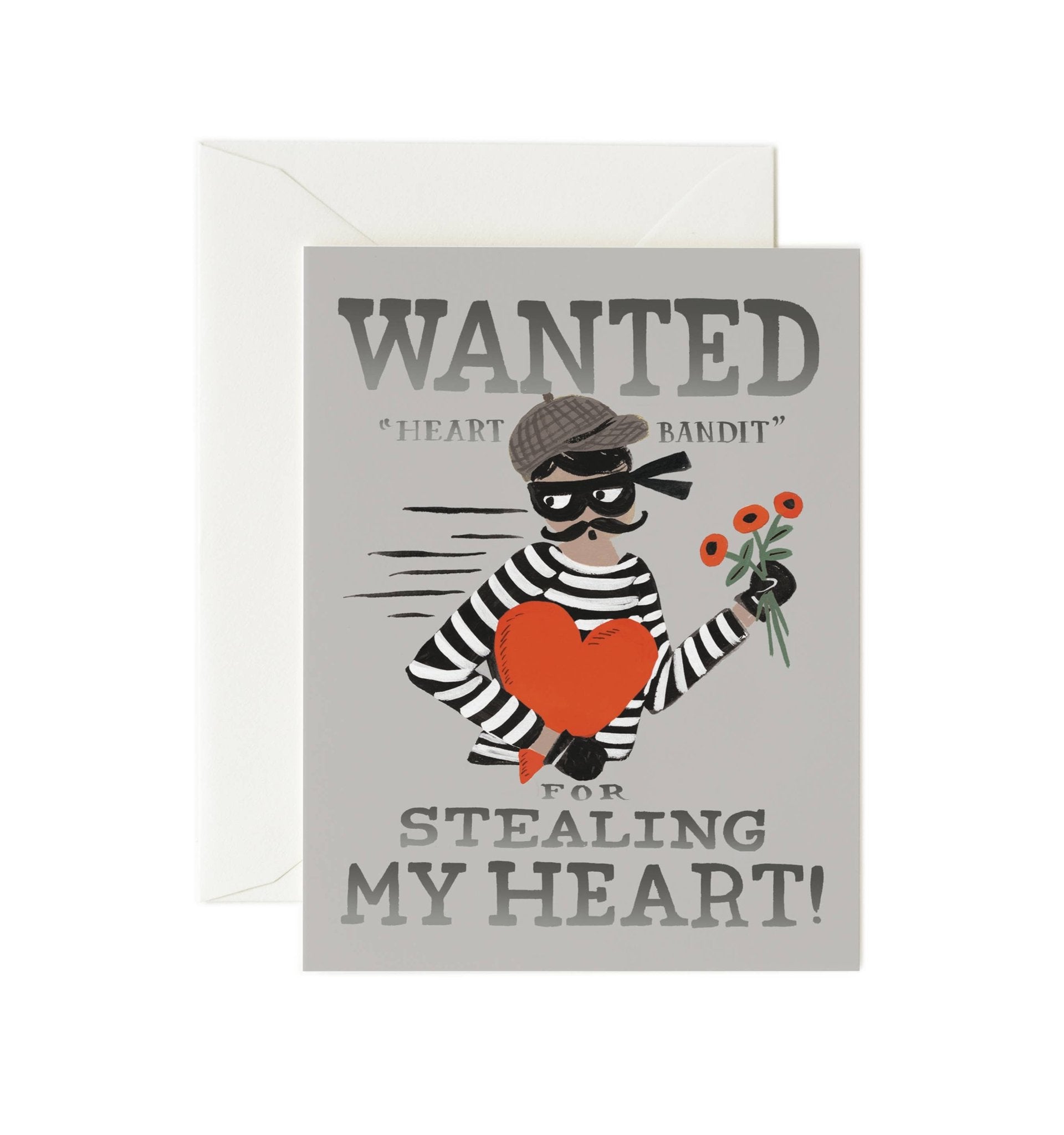 Heart Bandit Silver Valentine's Day Card - Box Turtle
