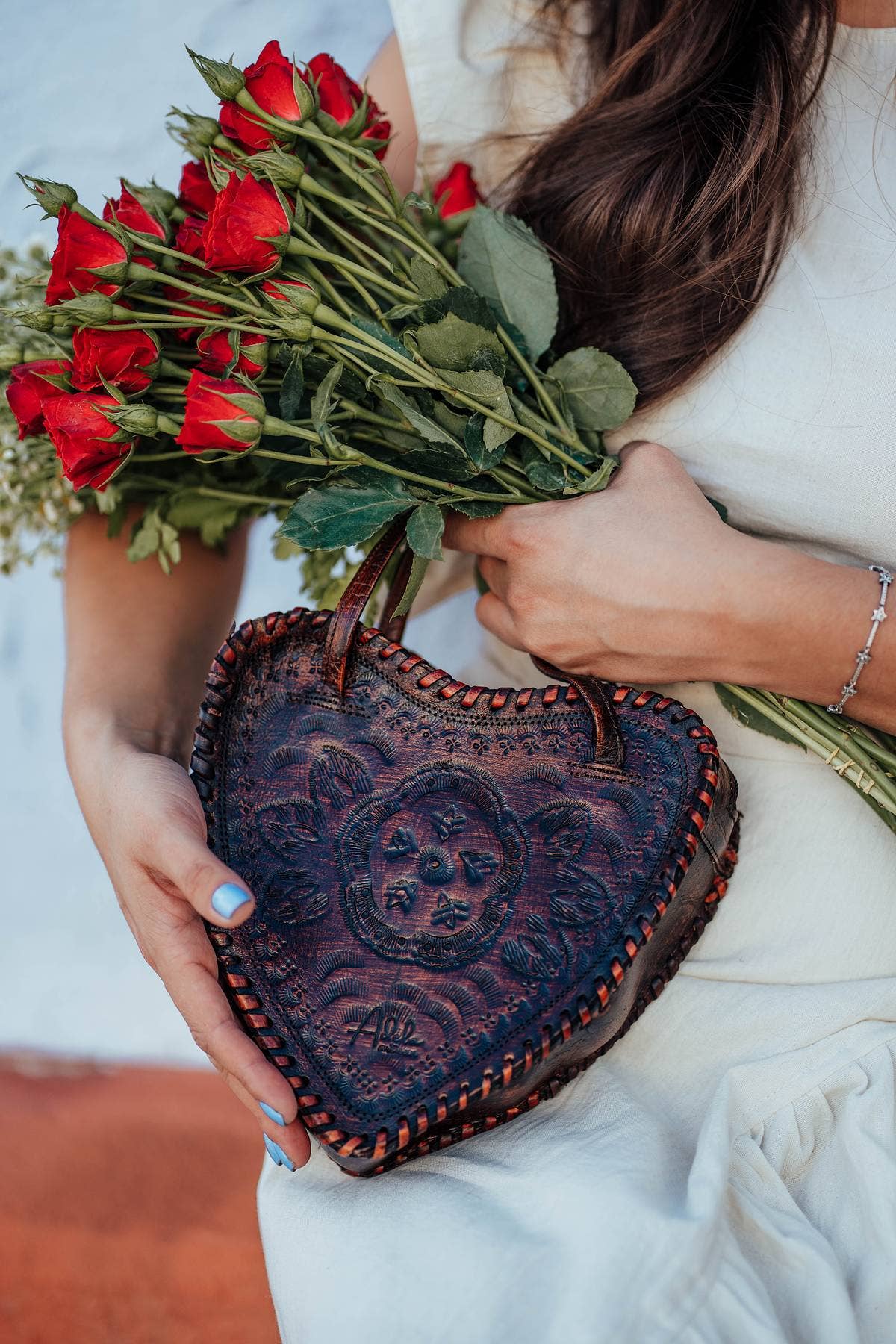 Heart Leather Purse - Box Turtle