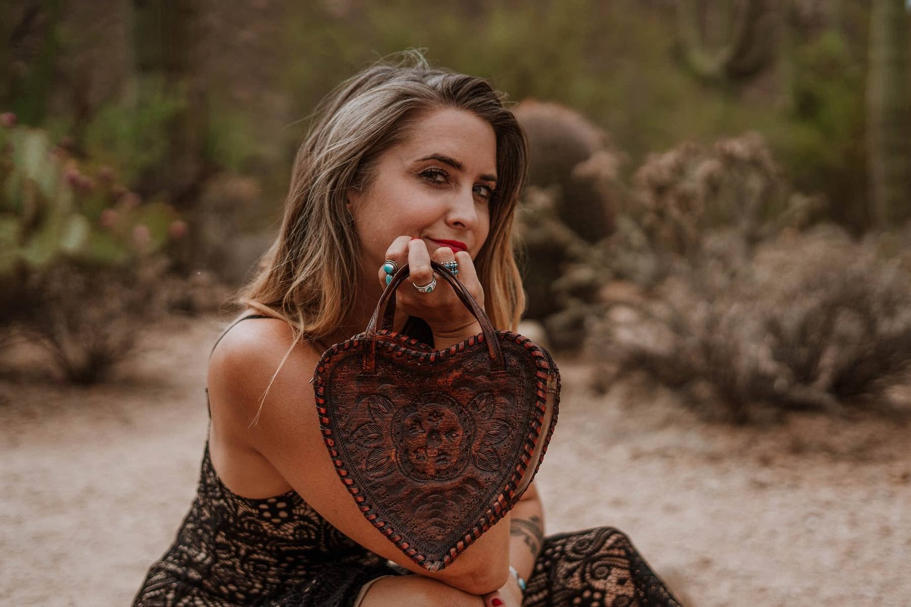 Heart Leather Purse - Box Turtle