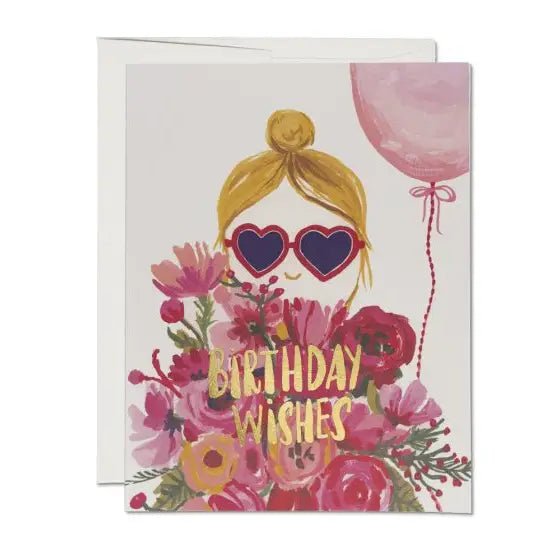 Heart Shaped Glasses Birthday Greeting Card - Box Turtle