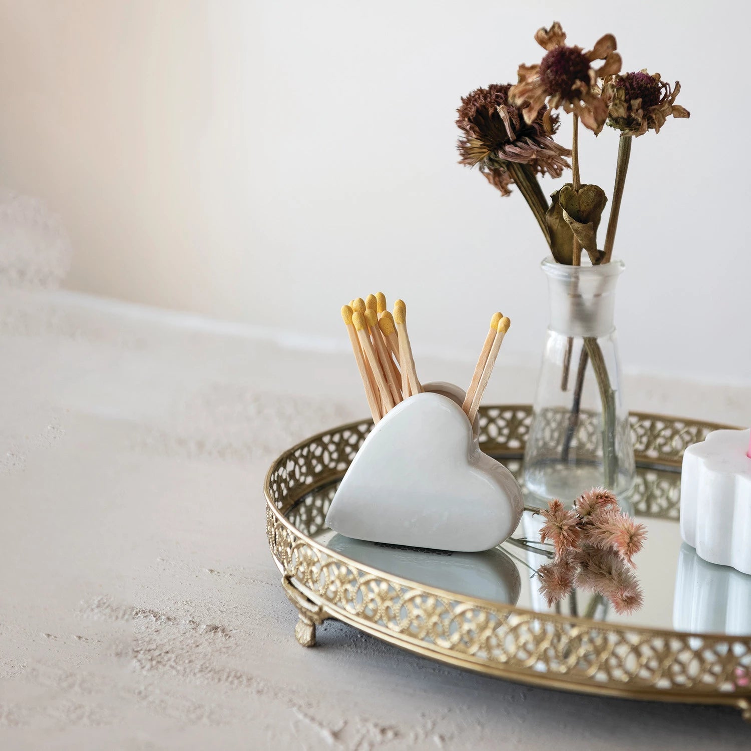 Heart Shaped Match Holder with Striker - Box Turtle