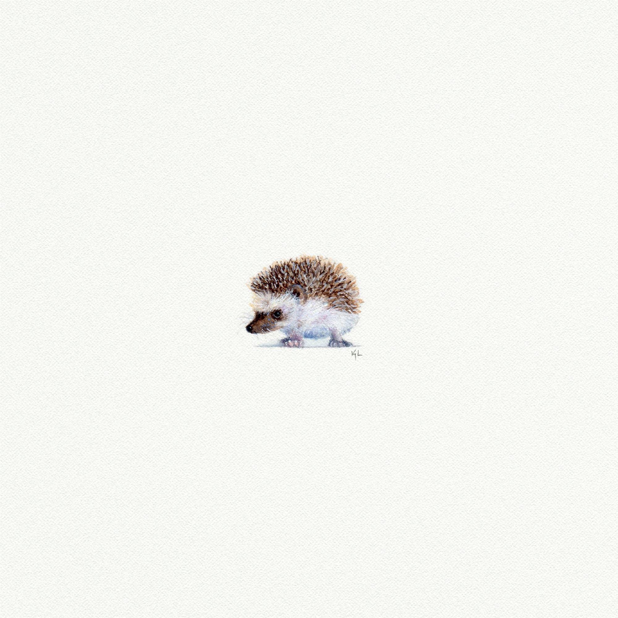 Hedgehog Miniature Watercolor Print - Box Turtle