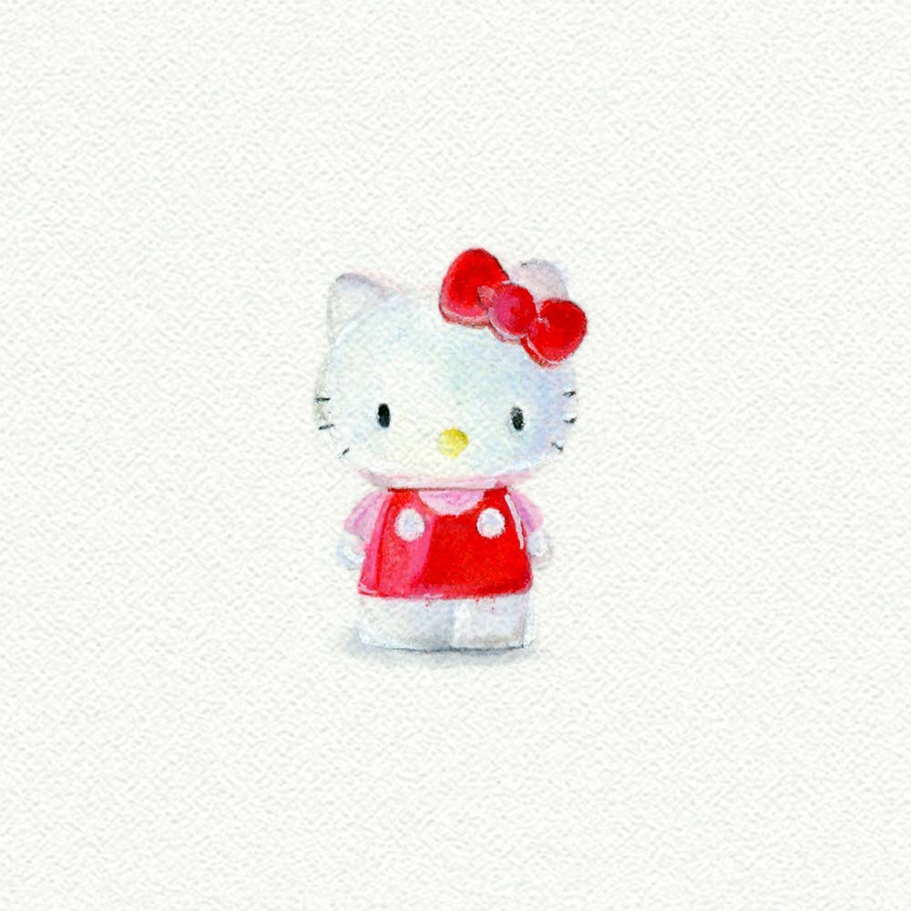 Hello Kitty Miniature Watercolor Print - Box Turtle