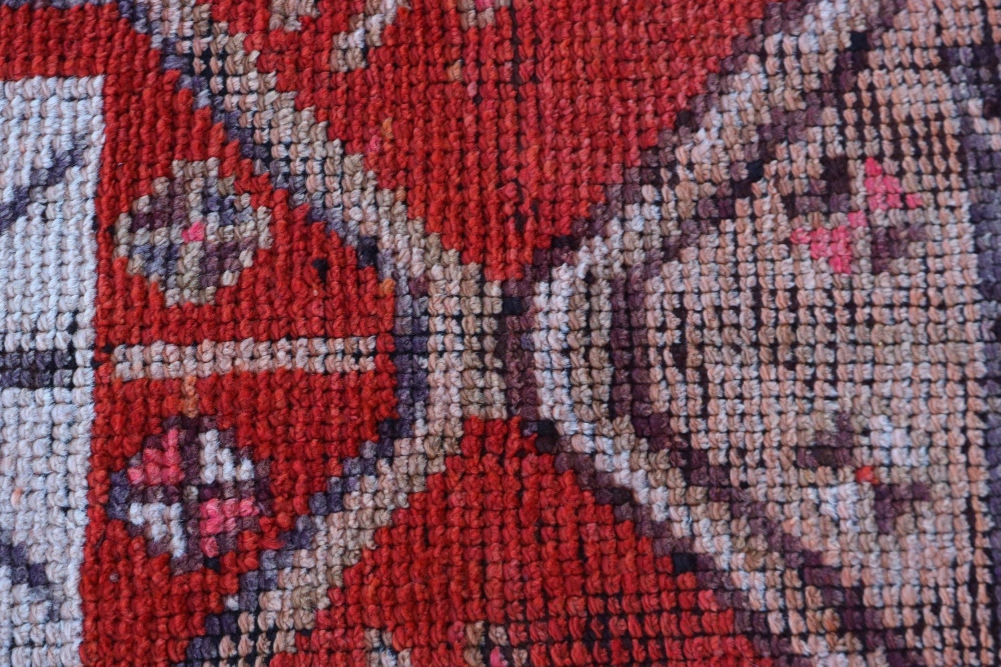 Herki Vintage Turkish Wool Runner Rug with Fringe - Box Turtle