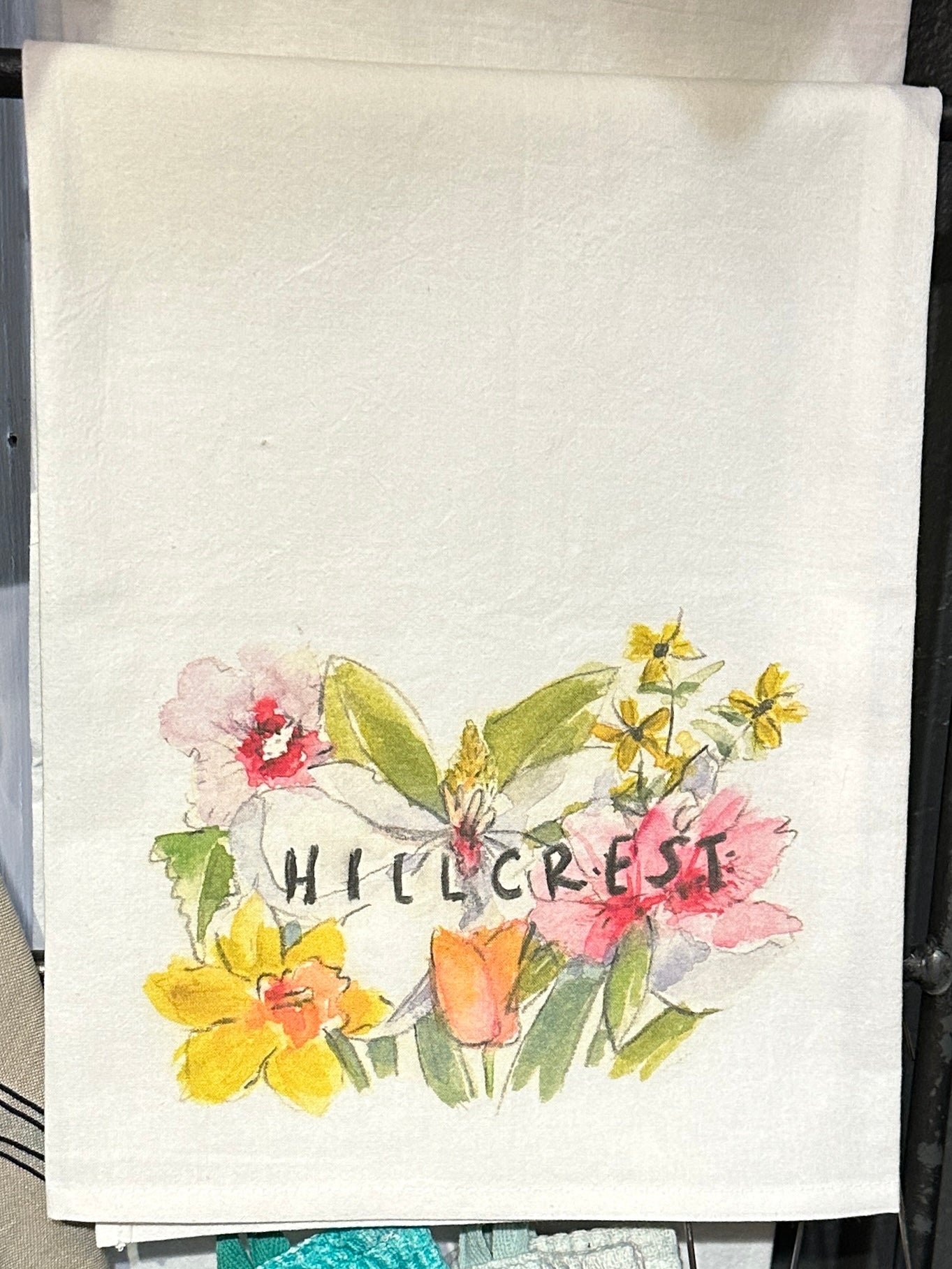 Hillcrest Flowers Tea Towel - Box Turtle