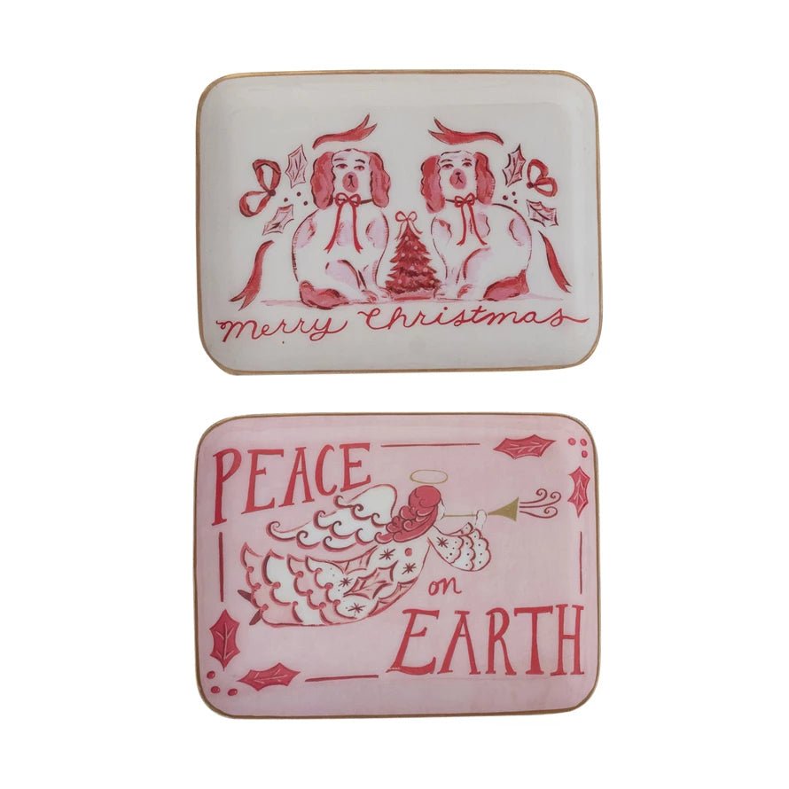 Holiday Saying Enameled Metal Tray - Box Turtle