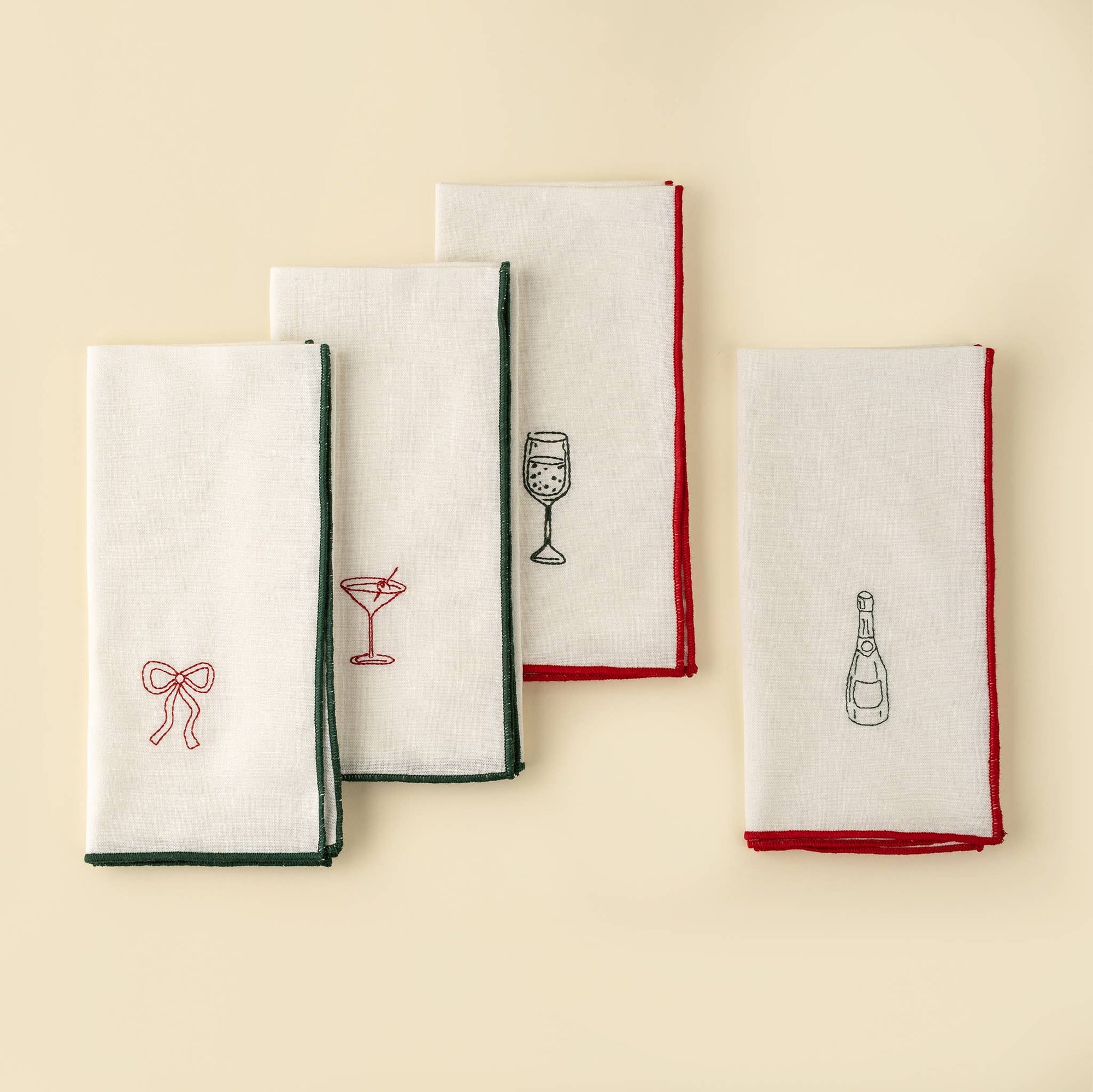 Holiday Toast Embroidered Napkins - Box Turtle