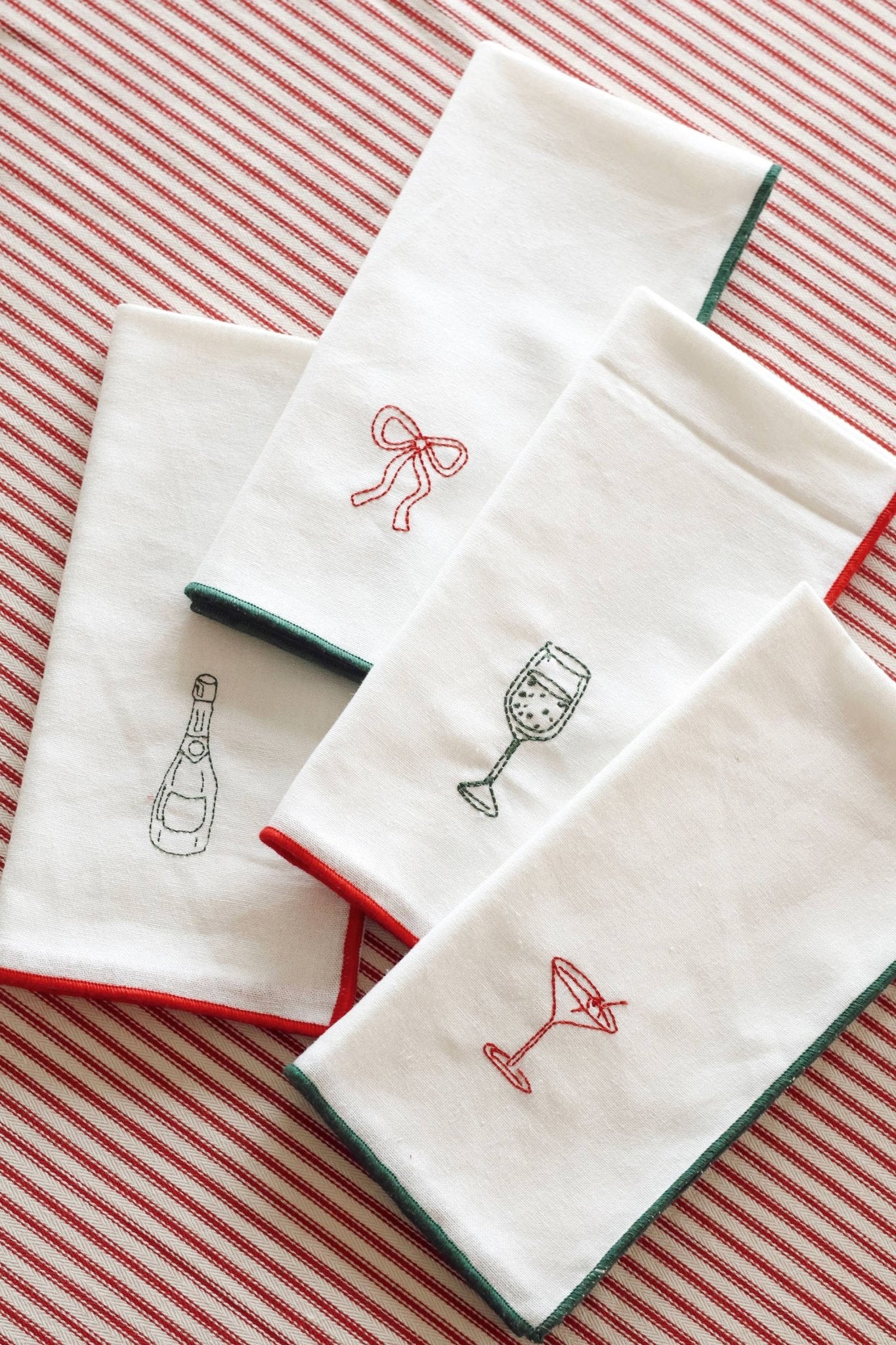 Holiday Toast Embroidered Napkins - Box Turtle
