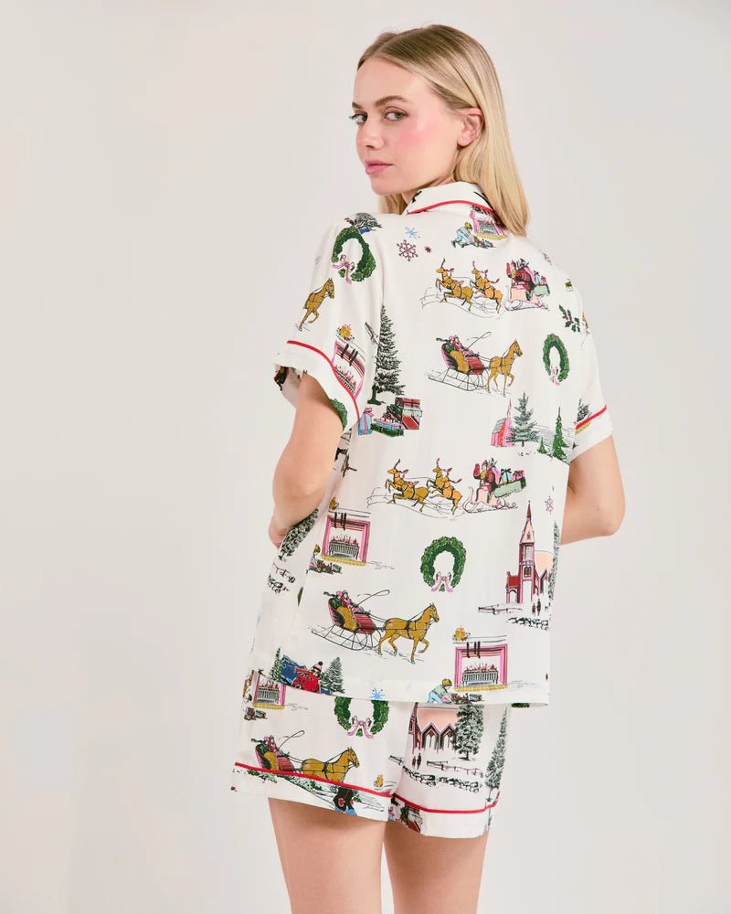 Holiday Toile Pajama Shorts Set - Box Turtle