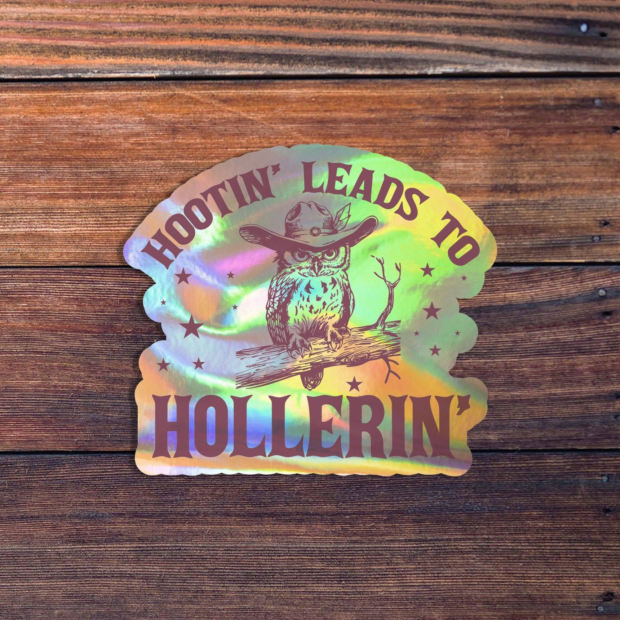 Hootin' Leads to Hollerin' Owl Sticker - Box Turtle