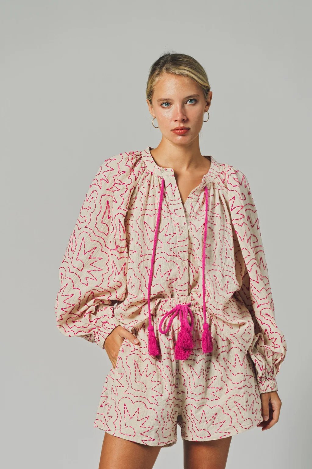 Hot Pink Stitch Minka Shirt - Box Turtle