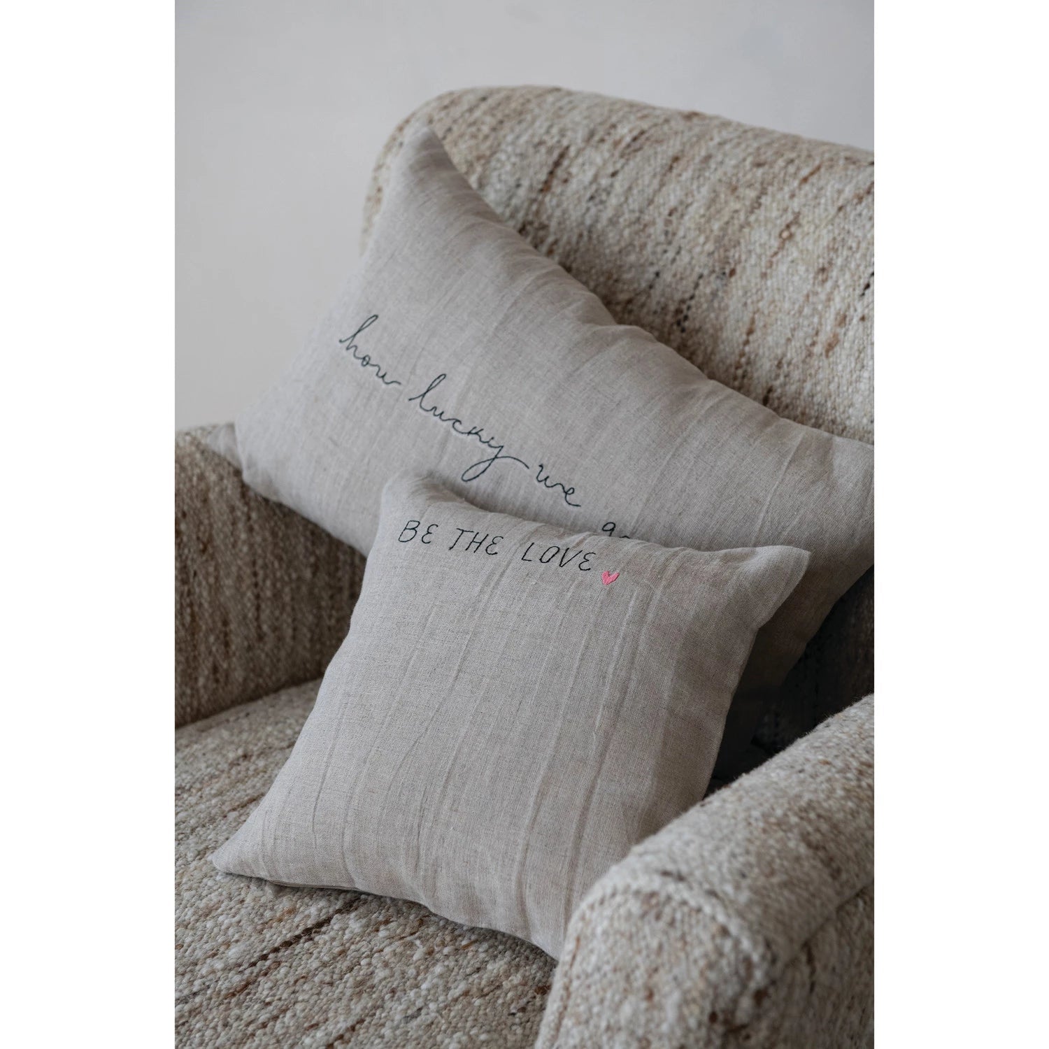 How Lucky Are We Linen Lumbar Pillow - Box Turtle