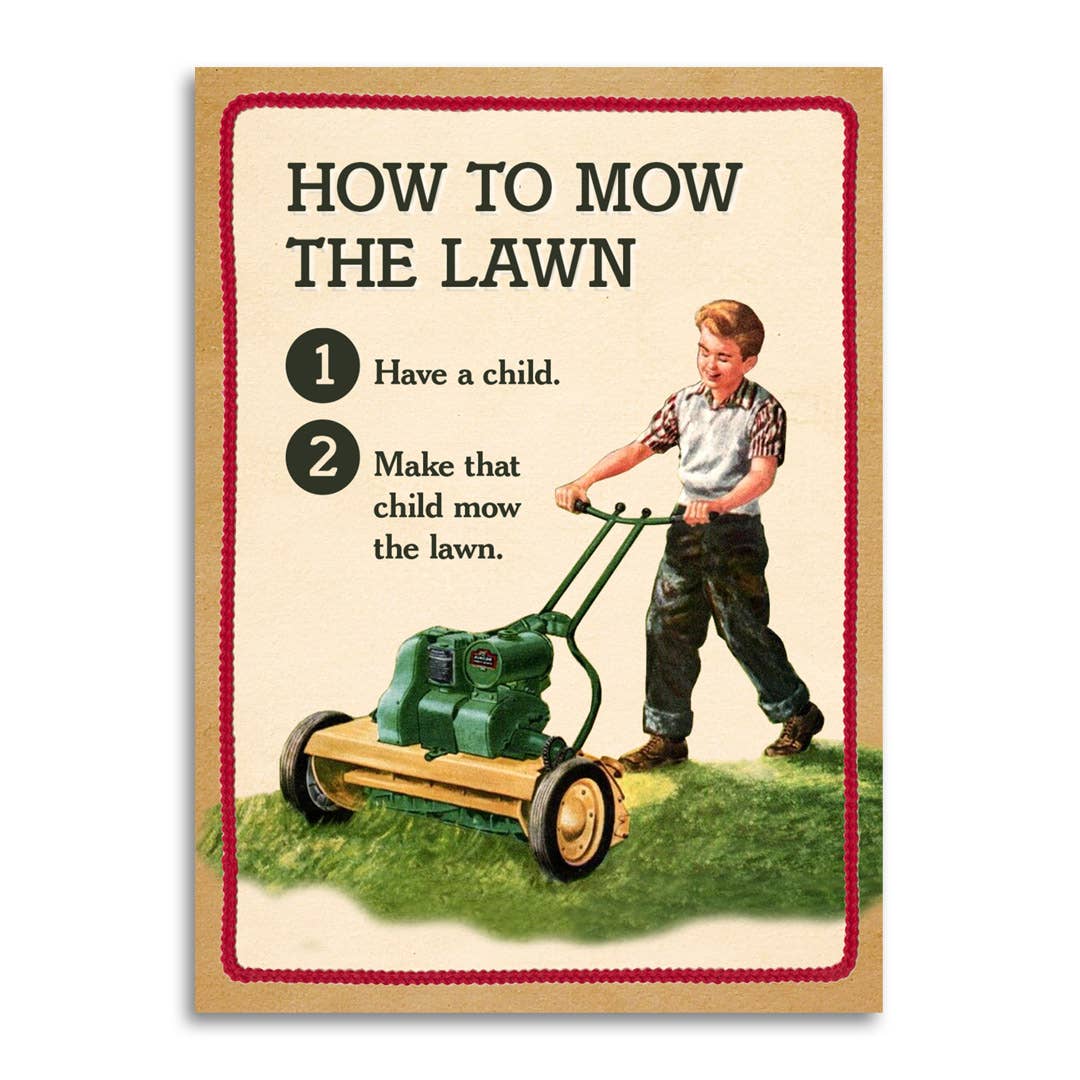 How to Mow the Lawn - Funny Father's Day Card - Box Turtle