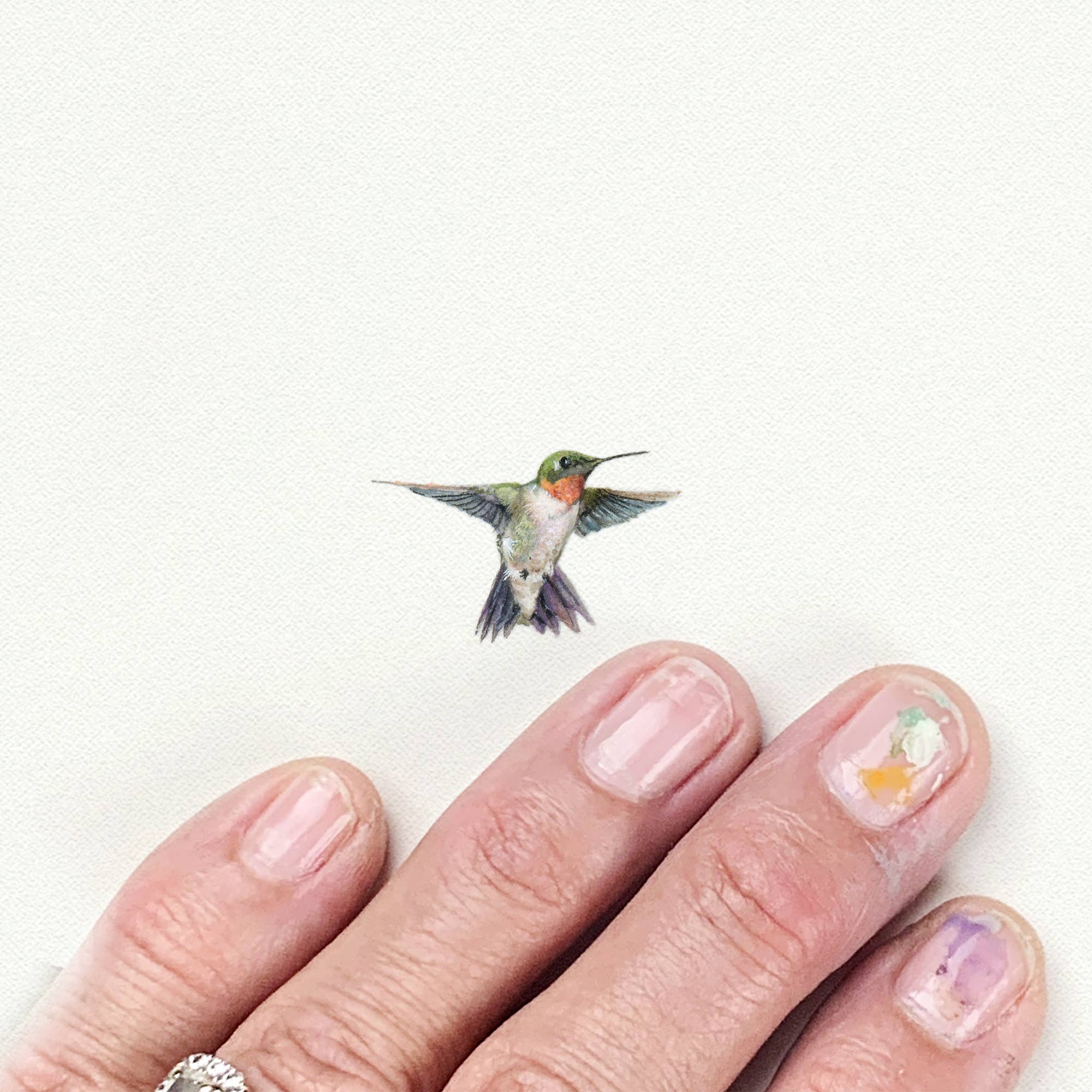 Hummingbird Miniature Watercolor Print - Box Turtle