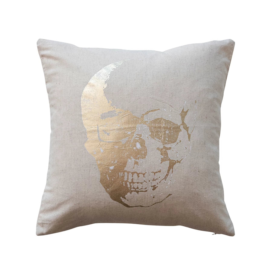 Gold Foil Skull Pillow