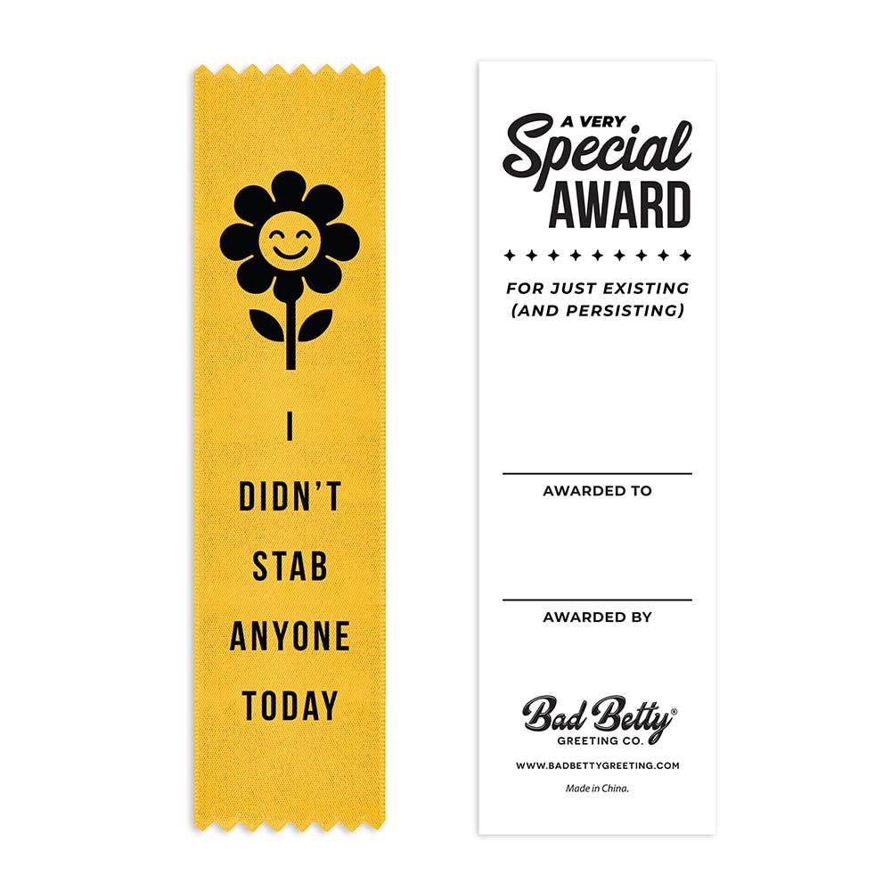 I Didn’t Stab Anyone Today Award Ribbon Gift - Box Turtle