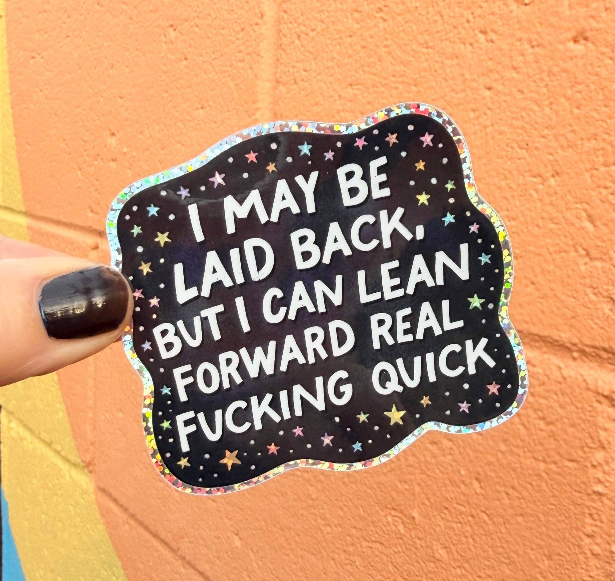 I May Be Laid Back, But I Can Lean Forward Sticker - Box Turtle