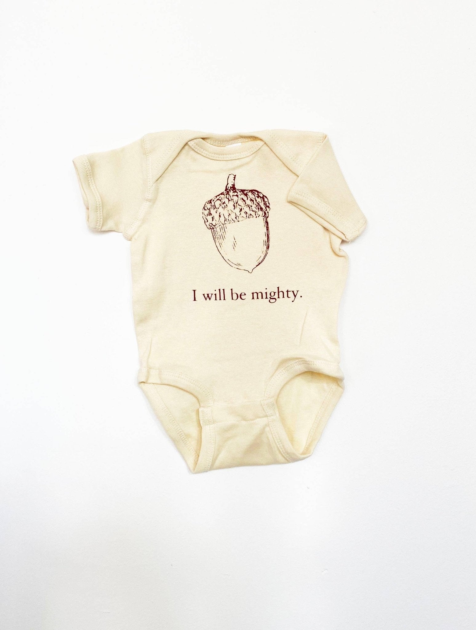 I Will Be Mighty Acorn Baby Onesie - Box Turtle