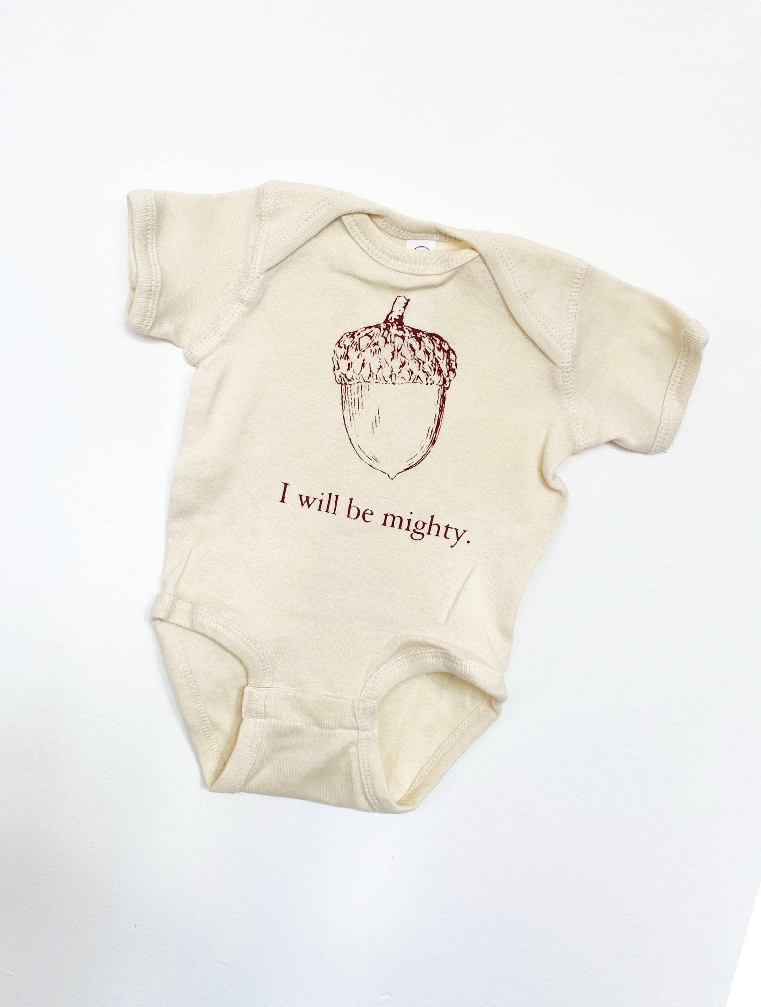 I Will Be Mighty Acorn Baby Onesie - Box Turtle