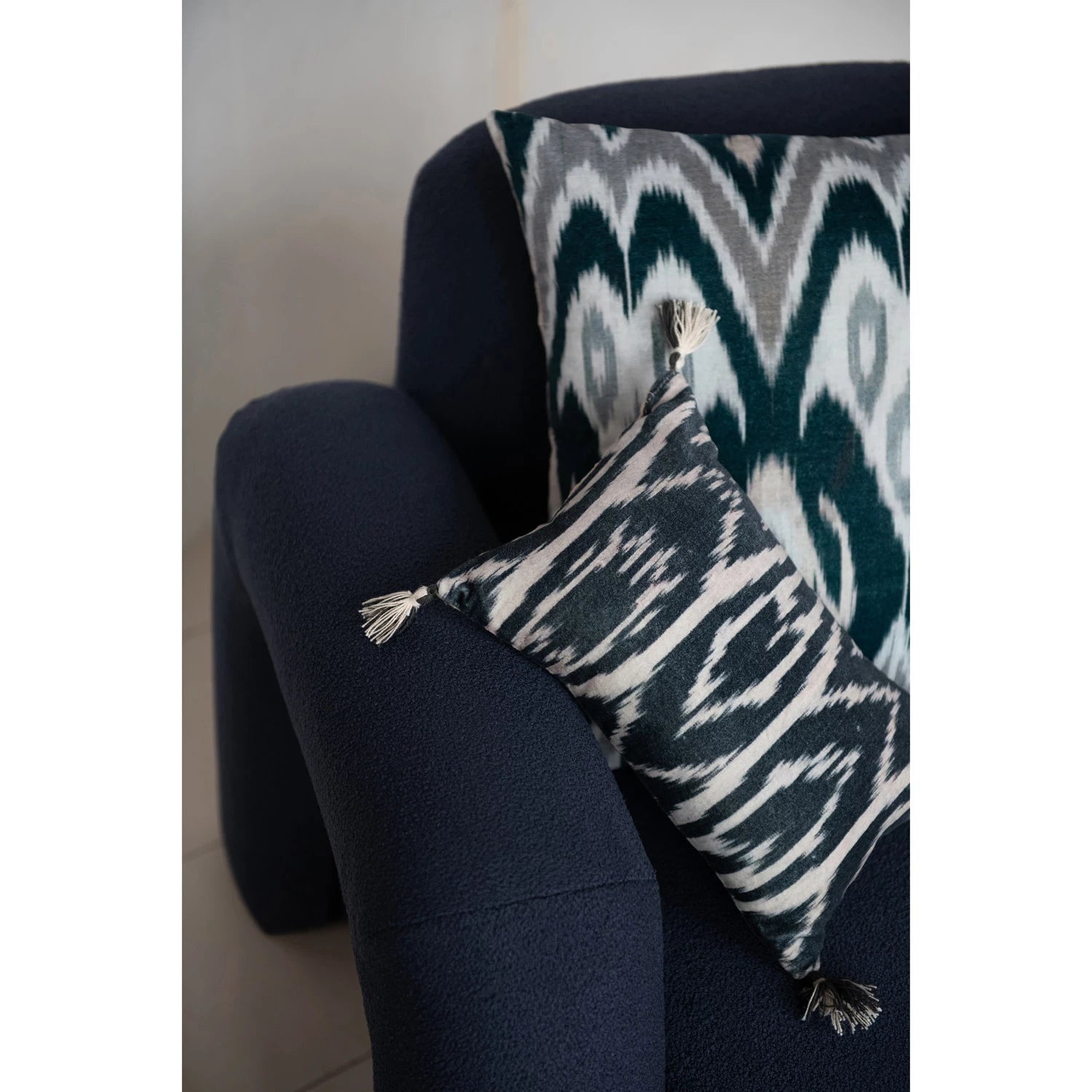 Ikat Cotton Velvet Lumbar Pillow - Box Turtle