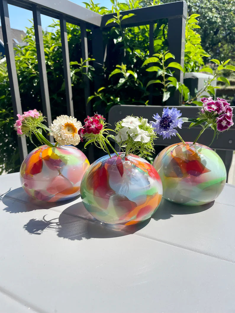 Rainbow Watercolor Round Vases