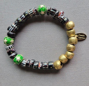 African Tradebeads & Brass Bracelet