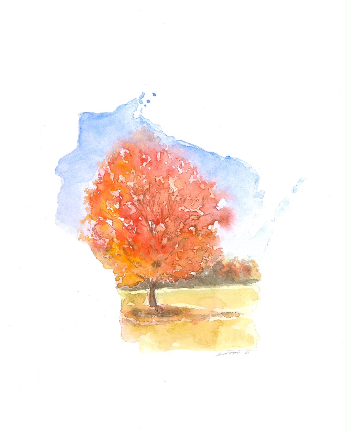 Emily Wood State Tree Watercolor Prints