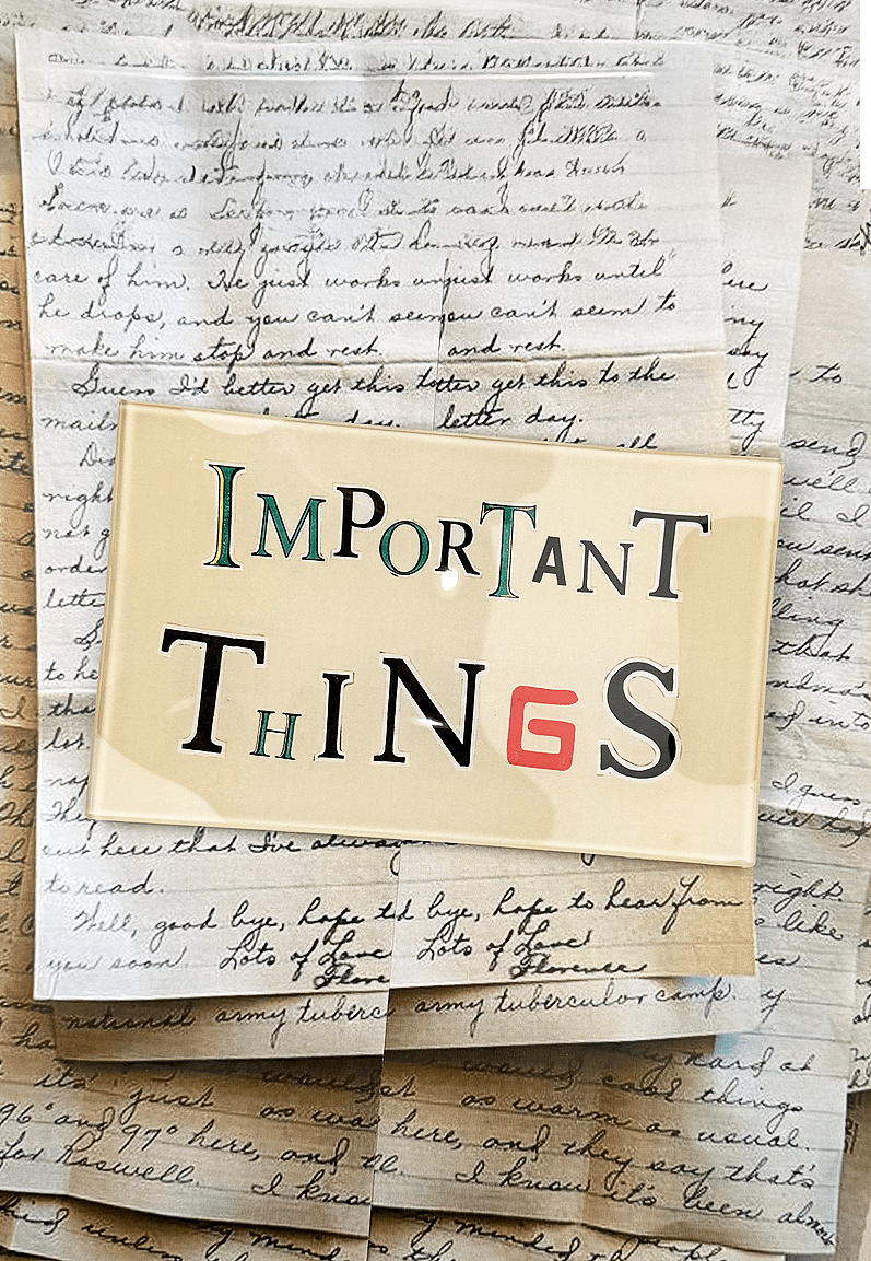 Important Things Newspaper Letters Decoupage Tray - Box Turtle
