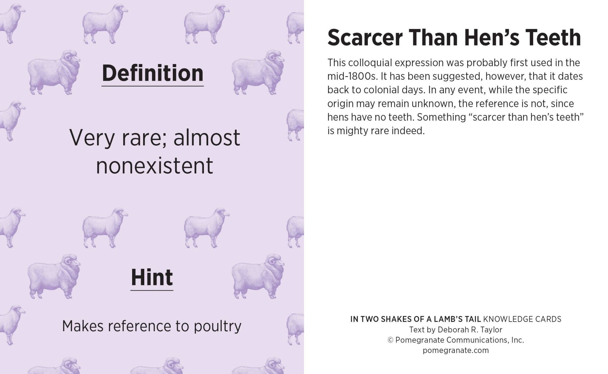 In Two Shakes of a Lamb's Tail Knowledge Card Game - Box Turtle