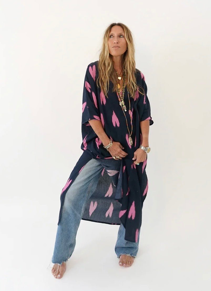 Indigo &amp; Palm Pink Roper Ikat Cover Up - Box Turtle