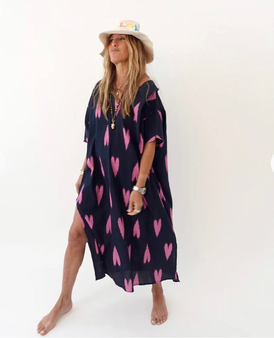 Indigo &amp; Palm Pink Roper Ikat Cover Up - Box Turtle