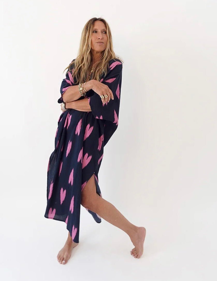 Indigo &amp; Palm Pink Roper Ikat Cover Up - Box Turtle