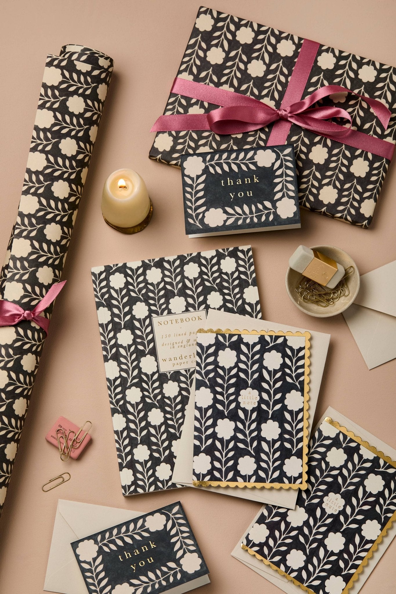 Ink Flora Patterned Wrapping Paper - Box Turtle