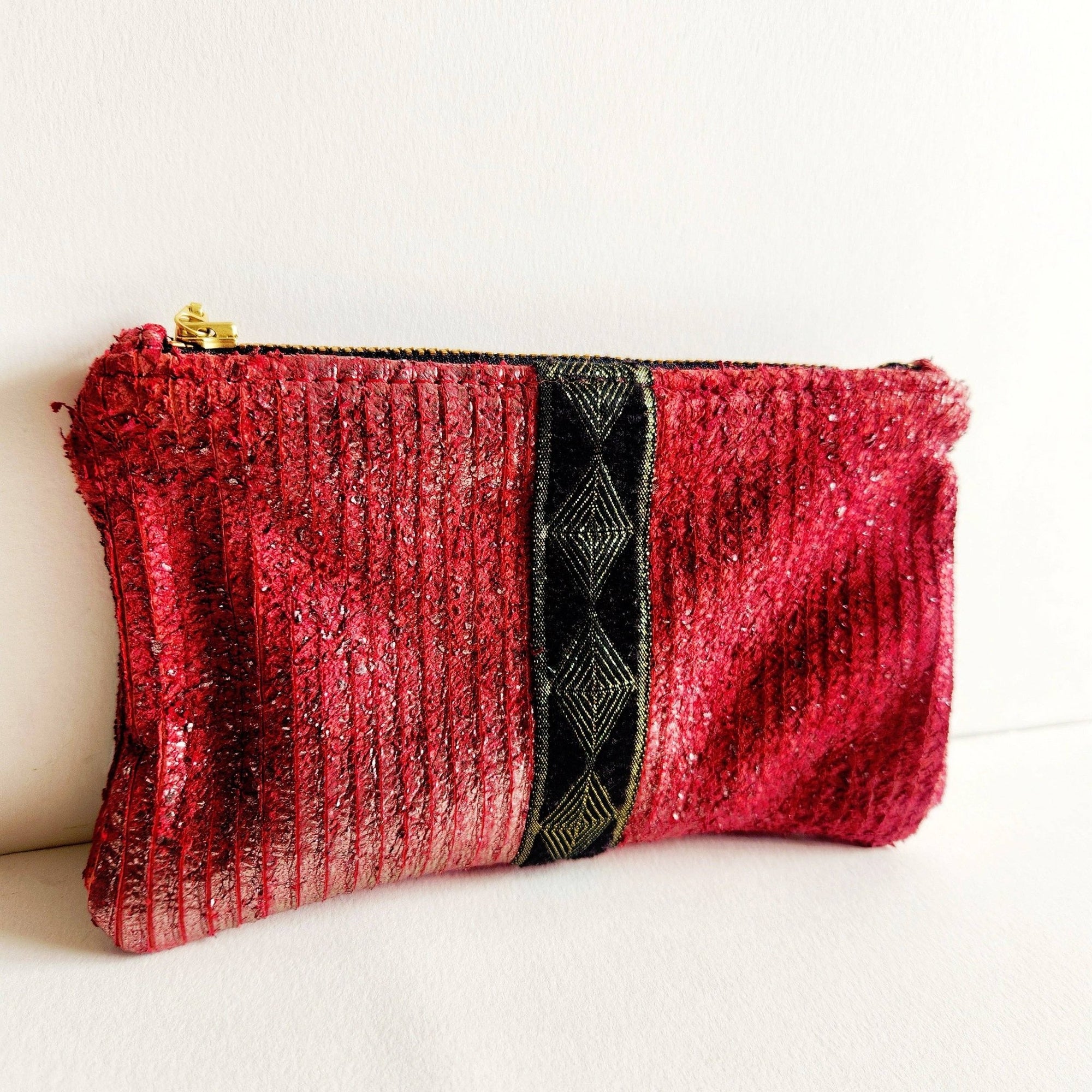 Italian Distressed Leather Pouch With French Trim - Box Turtle