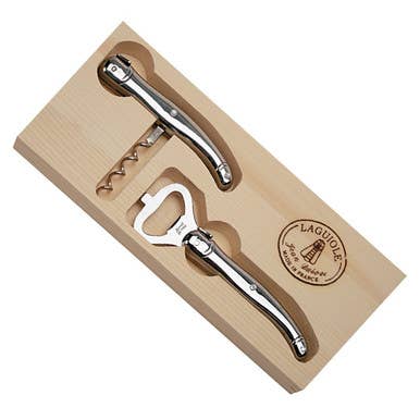 Jean Dubost Stainless Steel Corkscrew & Bottle Opener Set - Box Turtle