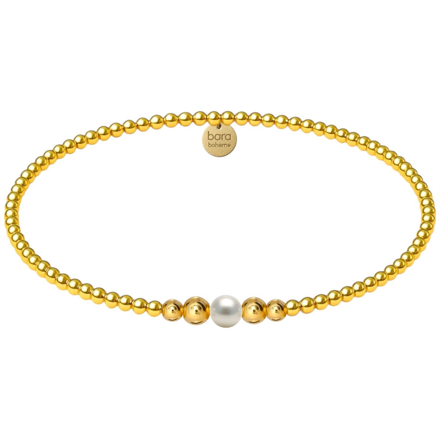 Jenna Gold & Single Pearl Beaded Bracelet - Box Turtle