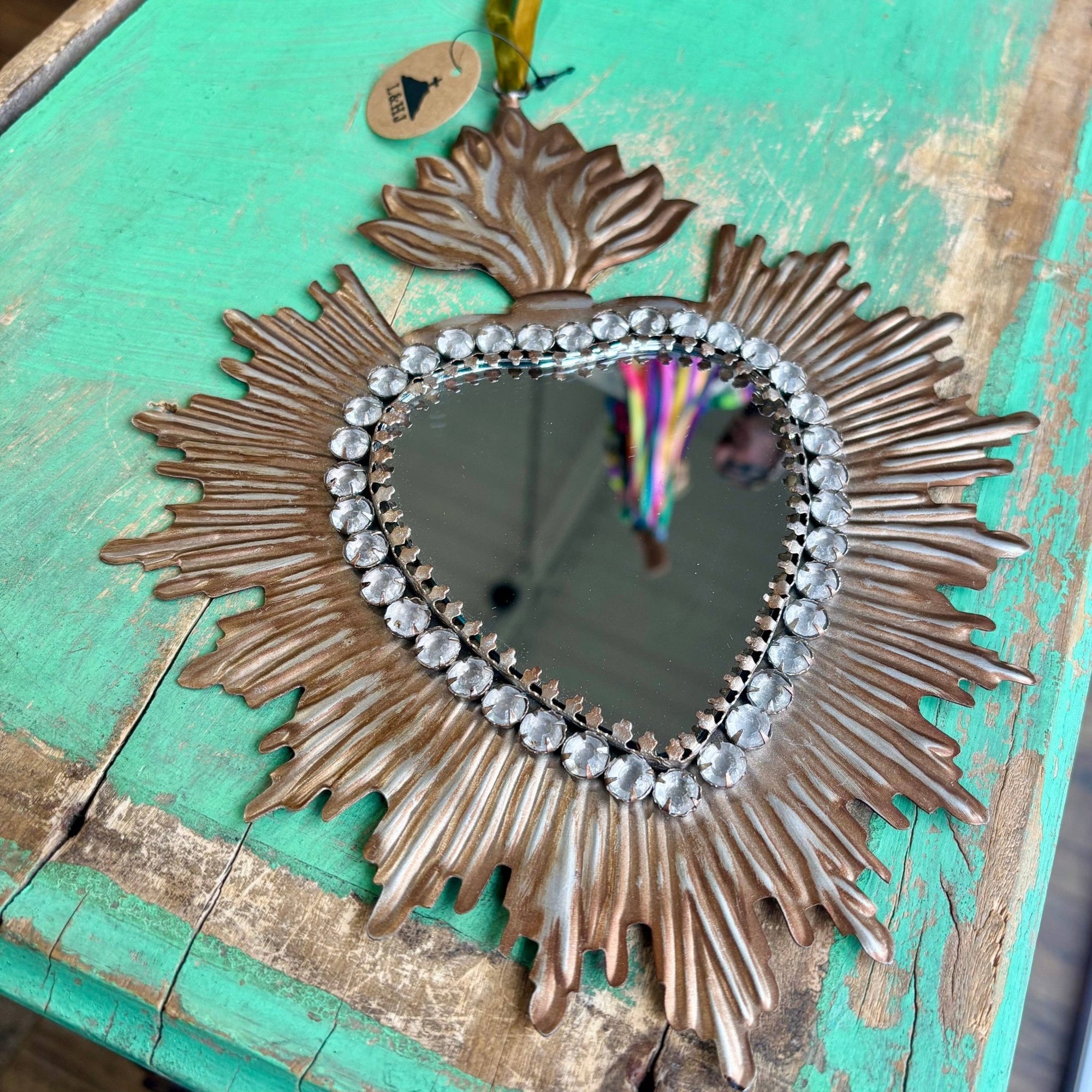 Jeweled Rays Sacred Heart Mirror - Box Turtle