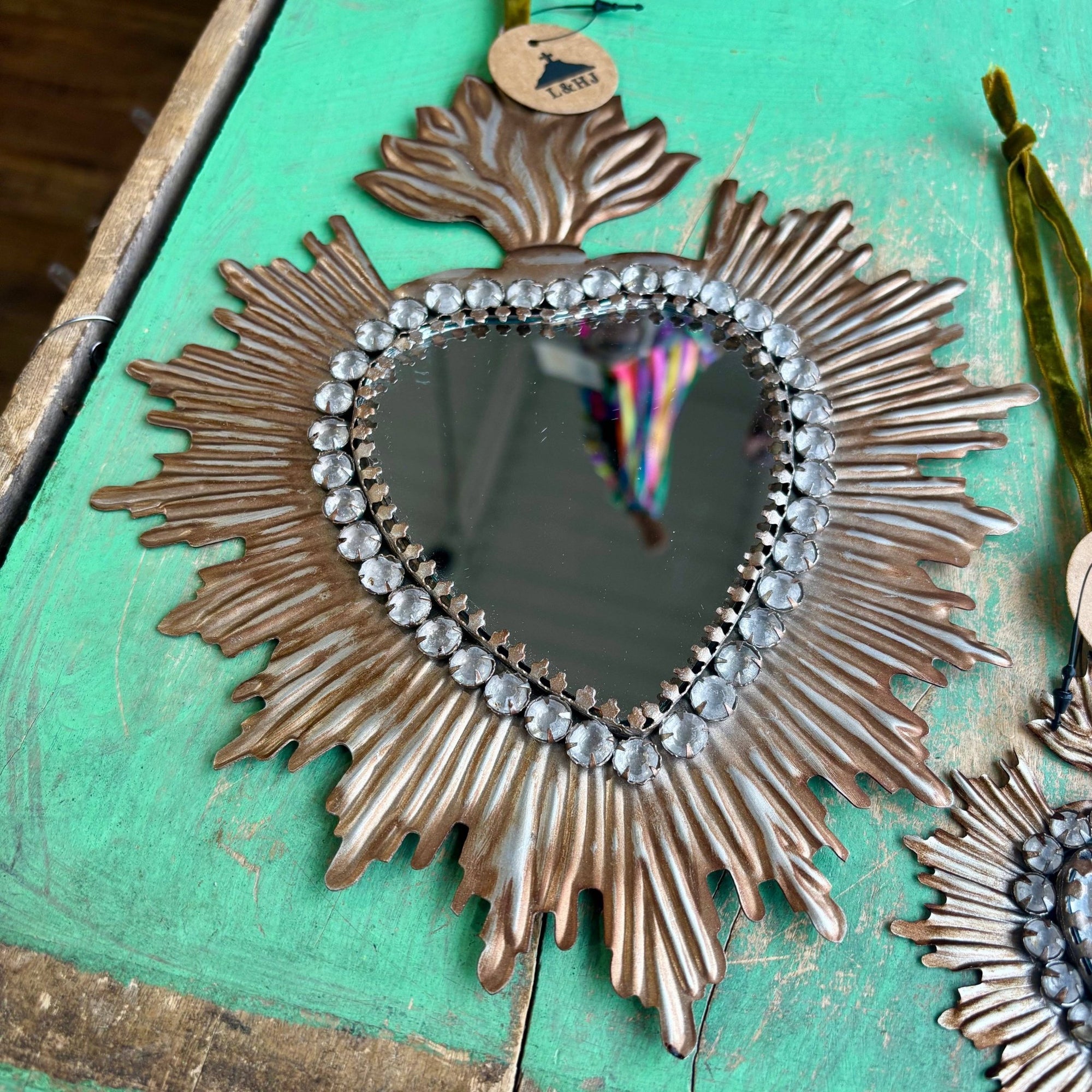 Jeweled Rays Sacred Heart Mirror - Box Turtle