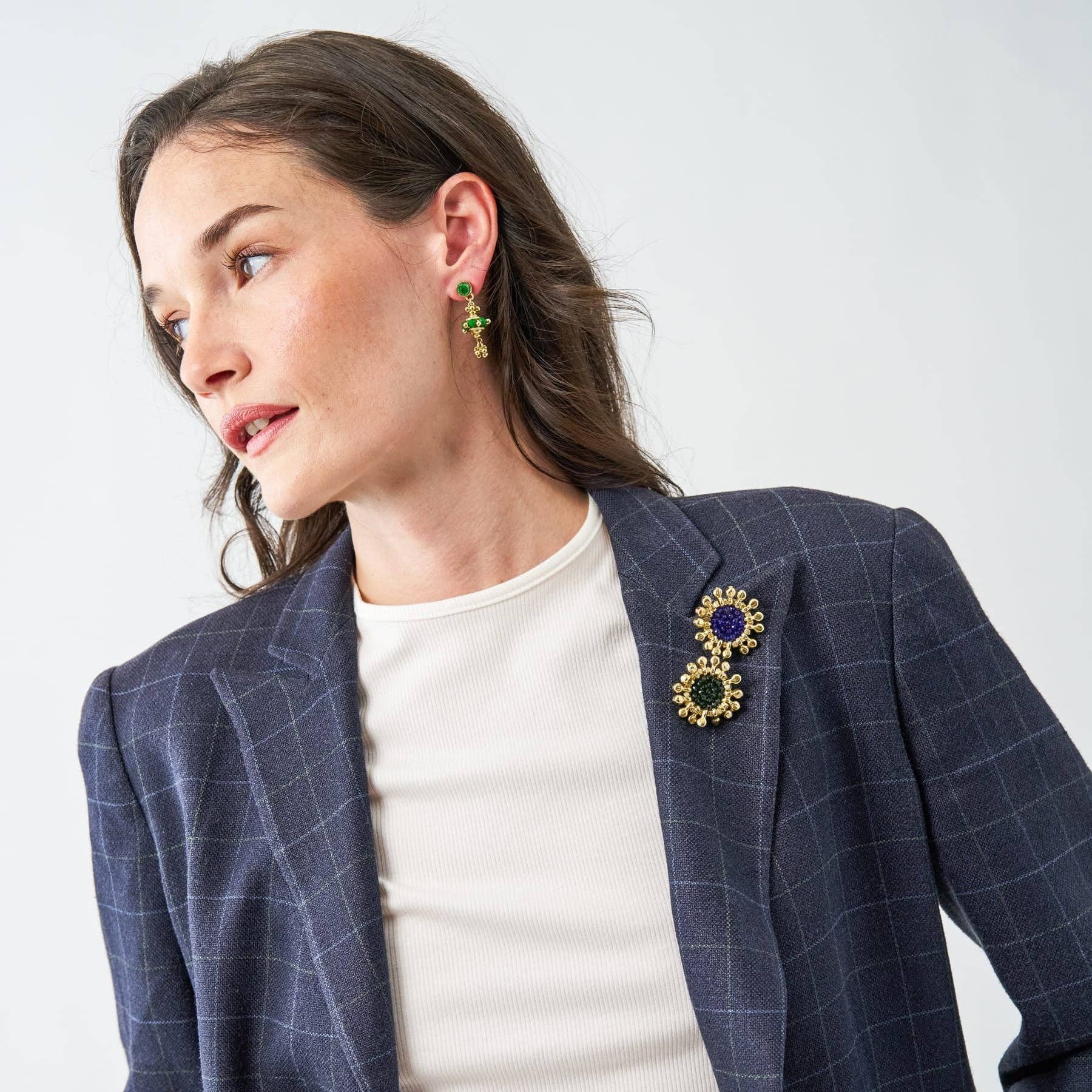 Johannah Crystal Emerald Brooch - Box Turtle