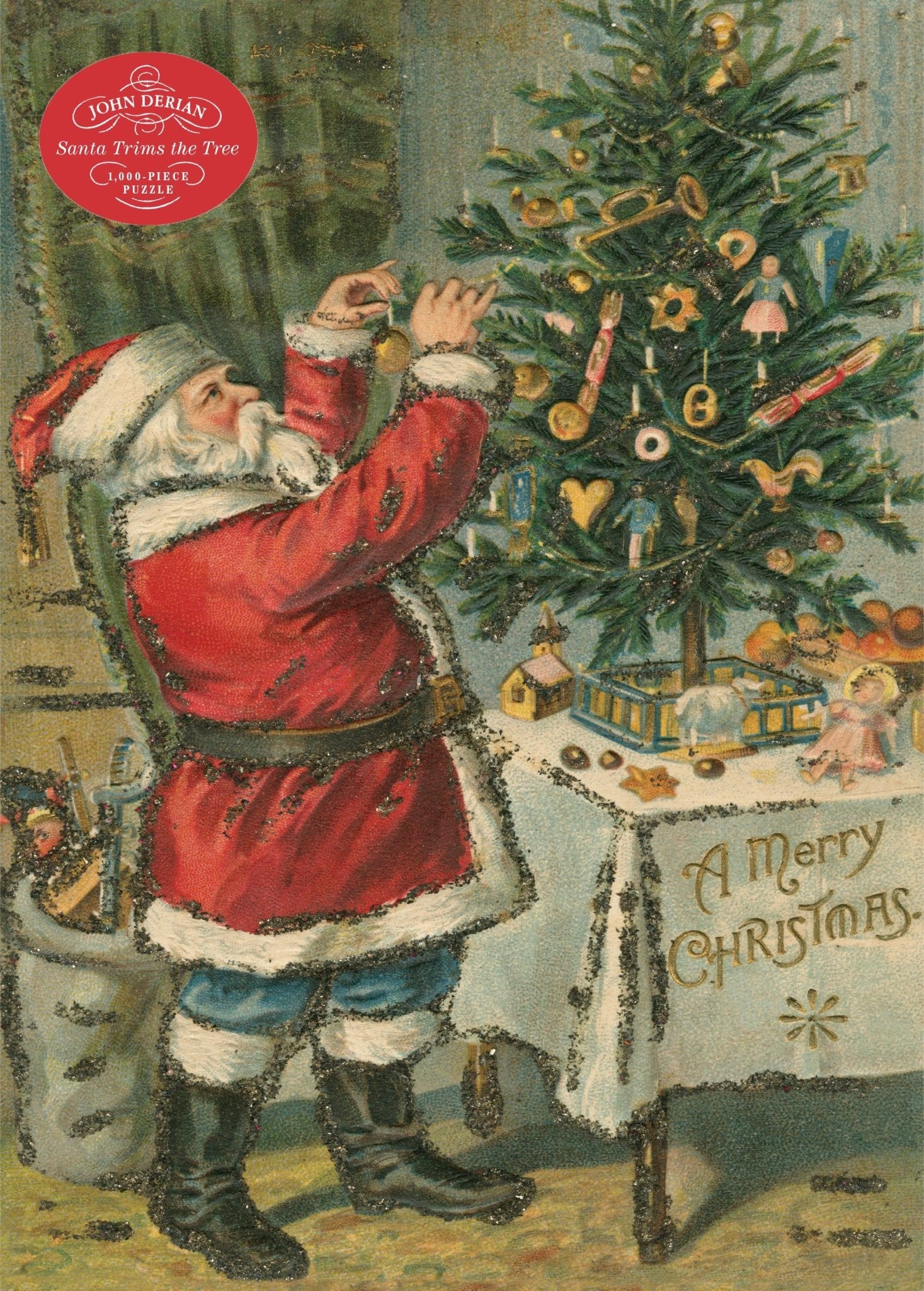 John Derian Santa Trims the Tree 1,000-Piece Puzzle - Box Turtle