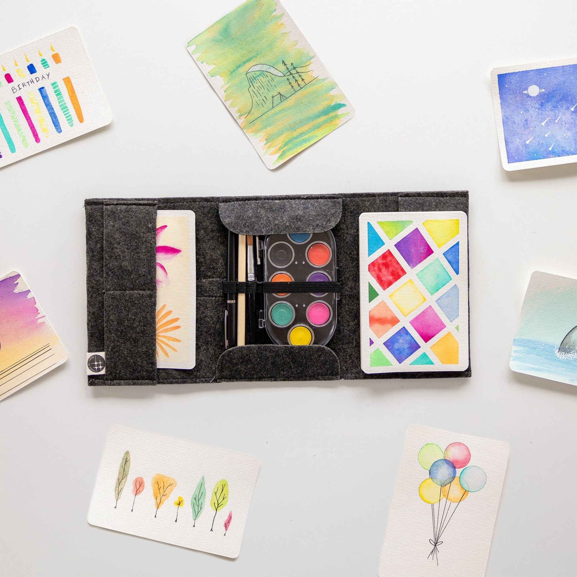 JOTBLOCK travel postcard watercolor paint set - Box Turtle