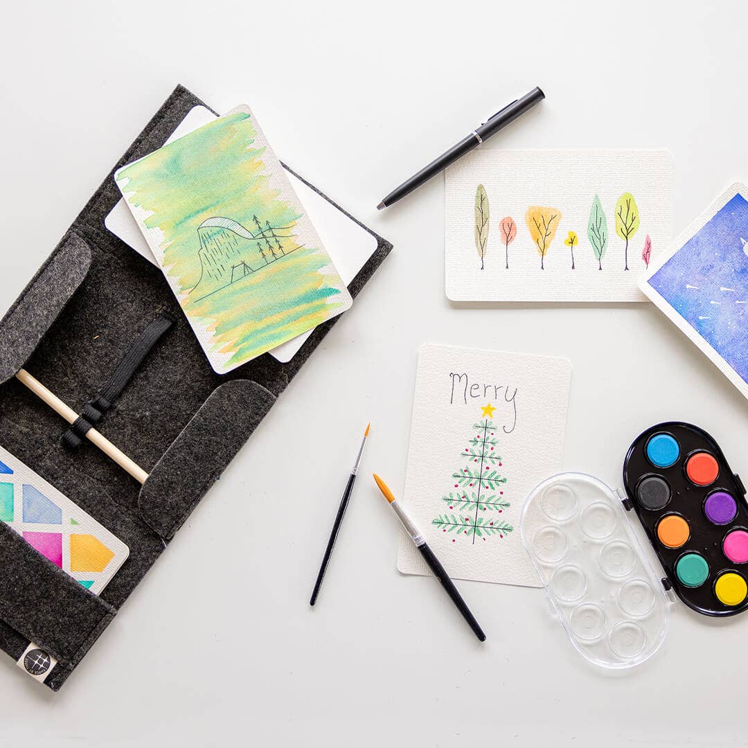 JOTBLOCK travel postcard watercolor paint set - Box Turtle