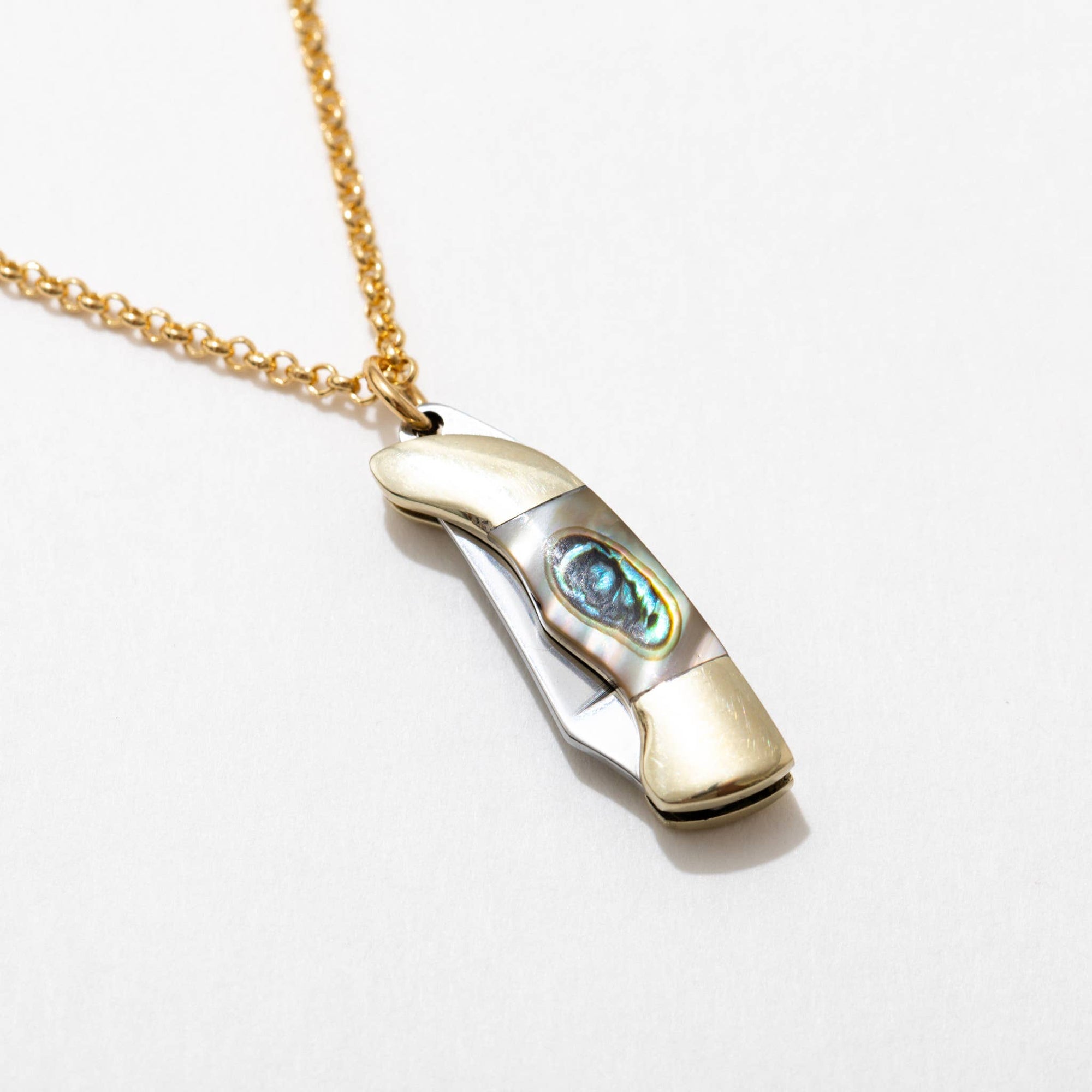Judith Gold Abalone Safety Necklace - Box Turtle