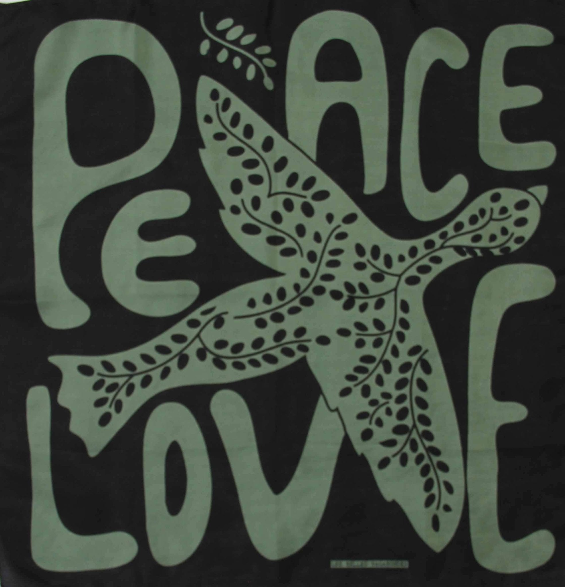 Khaki Peace and Love Mini Scarf - Box Turtle